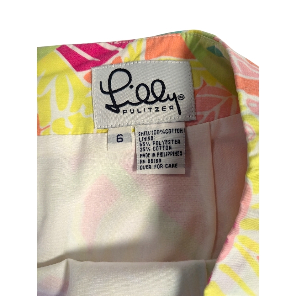 Lilly Pulitzer Rock a Hula Monkey Lined Skirt Sz 6 Back Zip Pocket Cotton - Picture 5 of 5